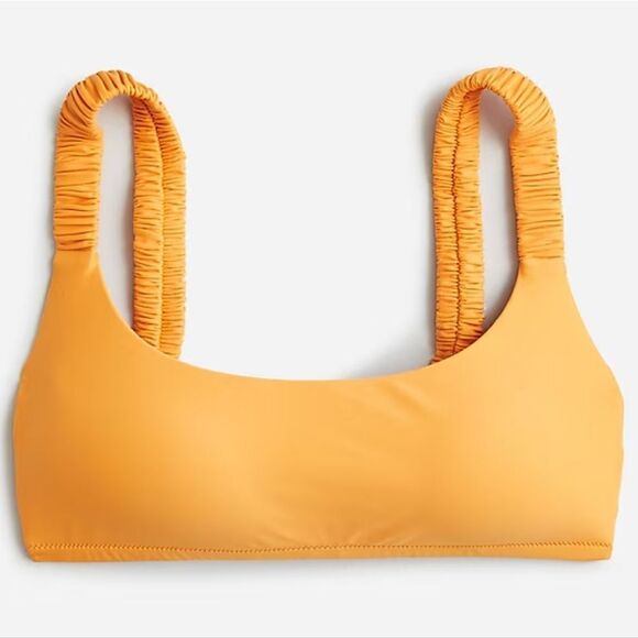 New J.Crew Scrunchie-Strap Squareneck Bikini Top Size XXS in Blue NWT - Picture 2 of 9